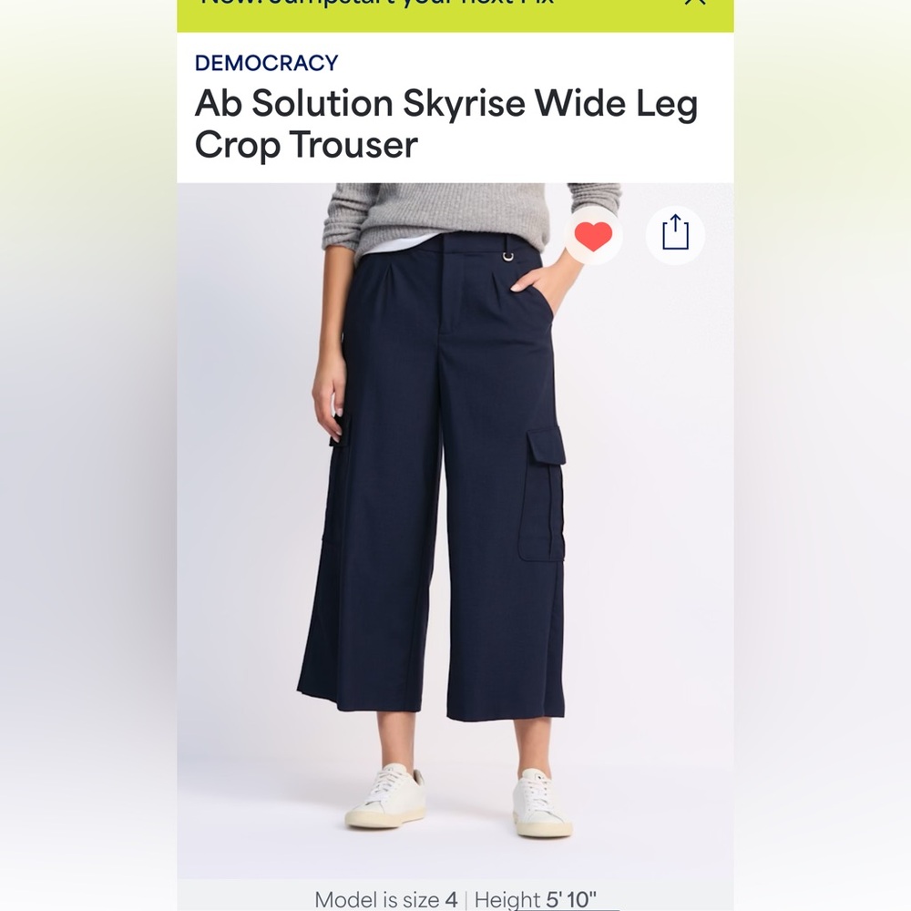 Democracy Ab Solution Navy Wide-Leg Crop Trousers
